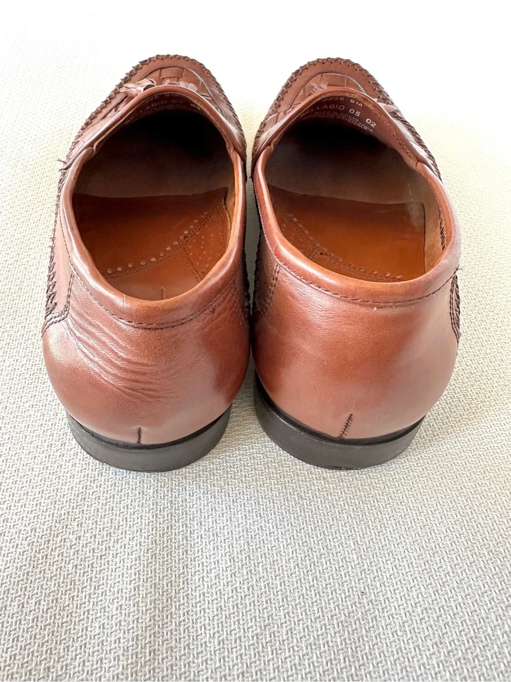 GH Bass Weejuns Mens Size 8 Loafers Brown Leather Woven Tassel Bellagio Moc Toe